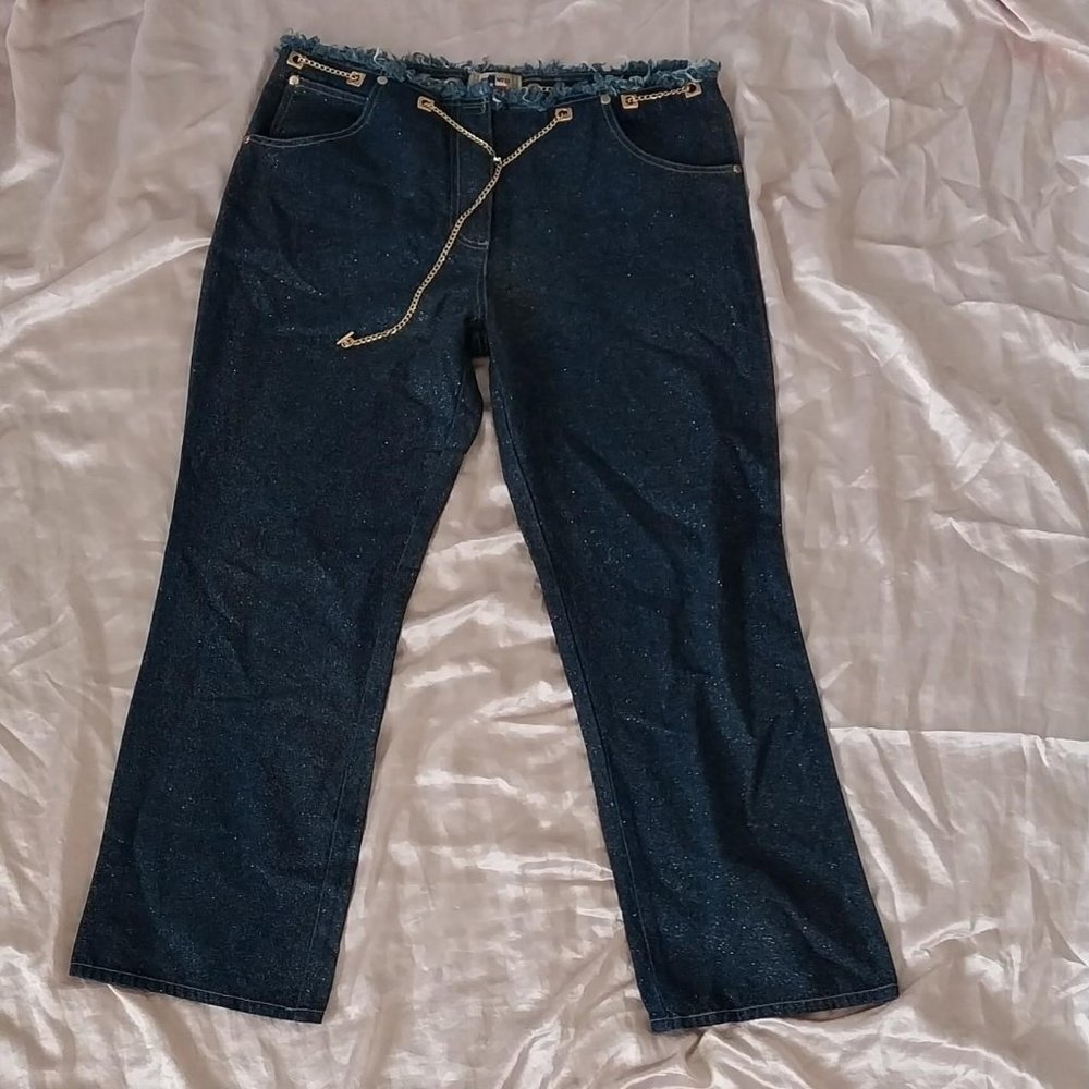 Don't Mess With Texas Gold Sparkled Jeans